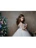 Beaded Ivory Lace Tulle Open Corset Back Flower Girl Dress